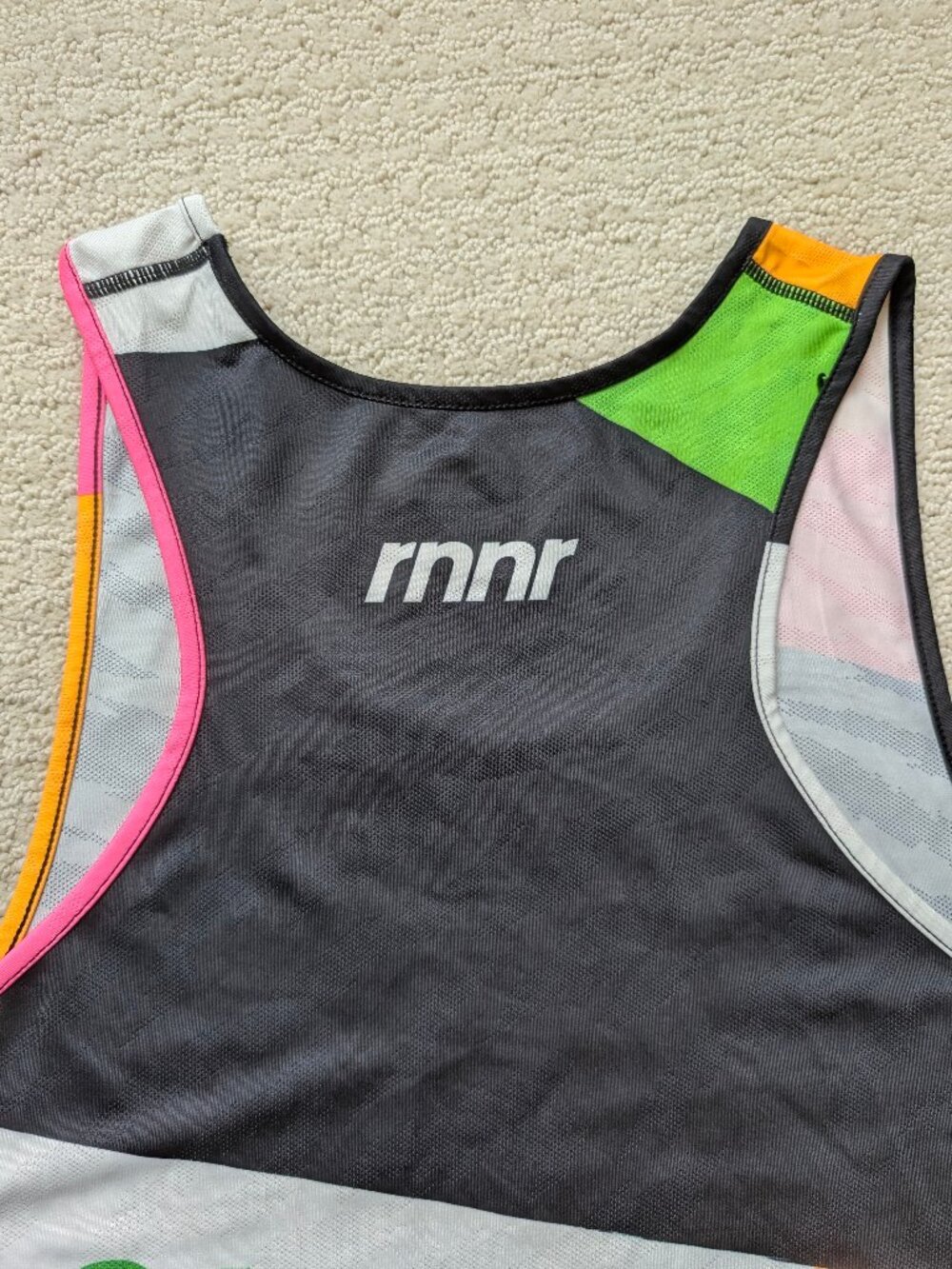 LN RNNR Rabbit Men's Large Vibrant Color Print Tank Top NEON Running Singlet EUC - Picture 6 of 15